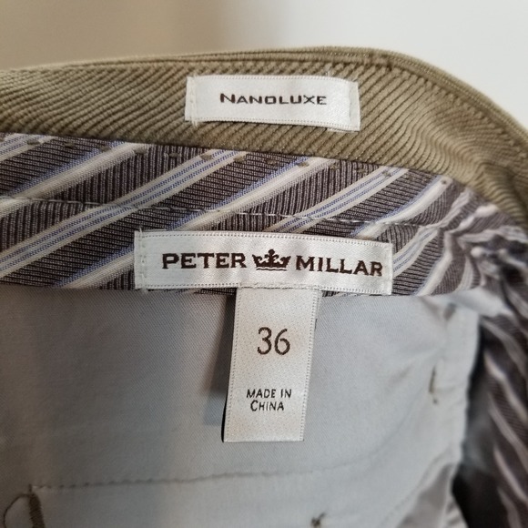 Peter Millar Men Nanoluxe Corduroy Classic Pants Sz 36 Brown Straight Leg - Picture 5 of 6